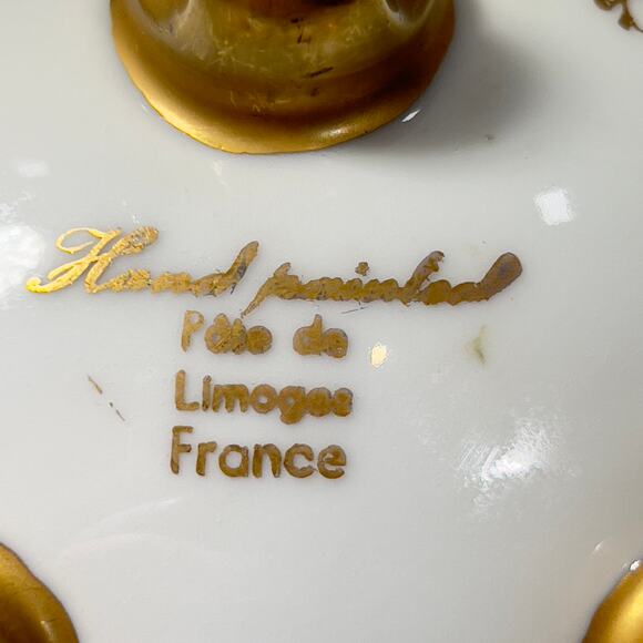 Pate de Limoges Hand Painted Porcelain Gold Dish Made in France Victorian Gold - Picture 8 of 12